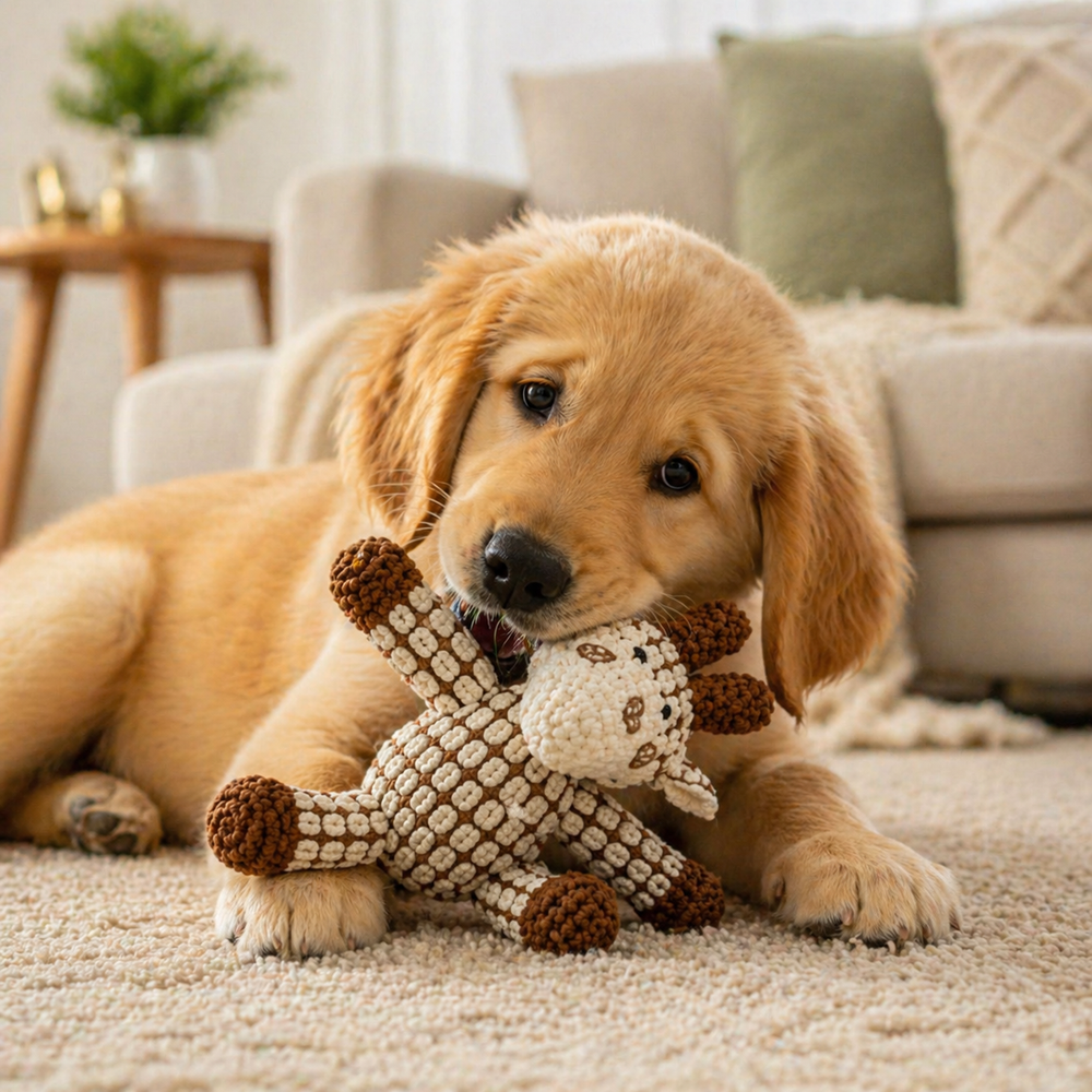 Plush Teddy Bear Dog Chew Toy with Rope Neck | Soft Squeaky Rope Chew Toy | For Small to Medium Dogs--The Pet Foundry-My Store