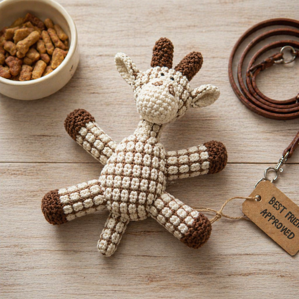 Plush Teddy Bear Dog Chew Toy with Rope Neck | Soft Squeaky Rope Chew Toy | For Small to Medium Dogs