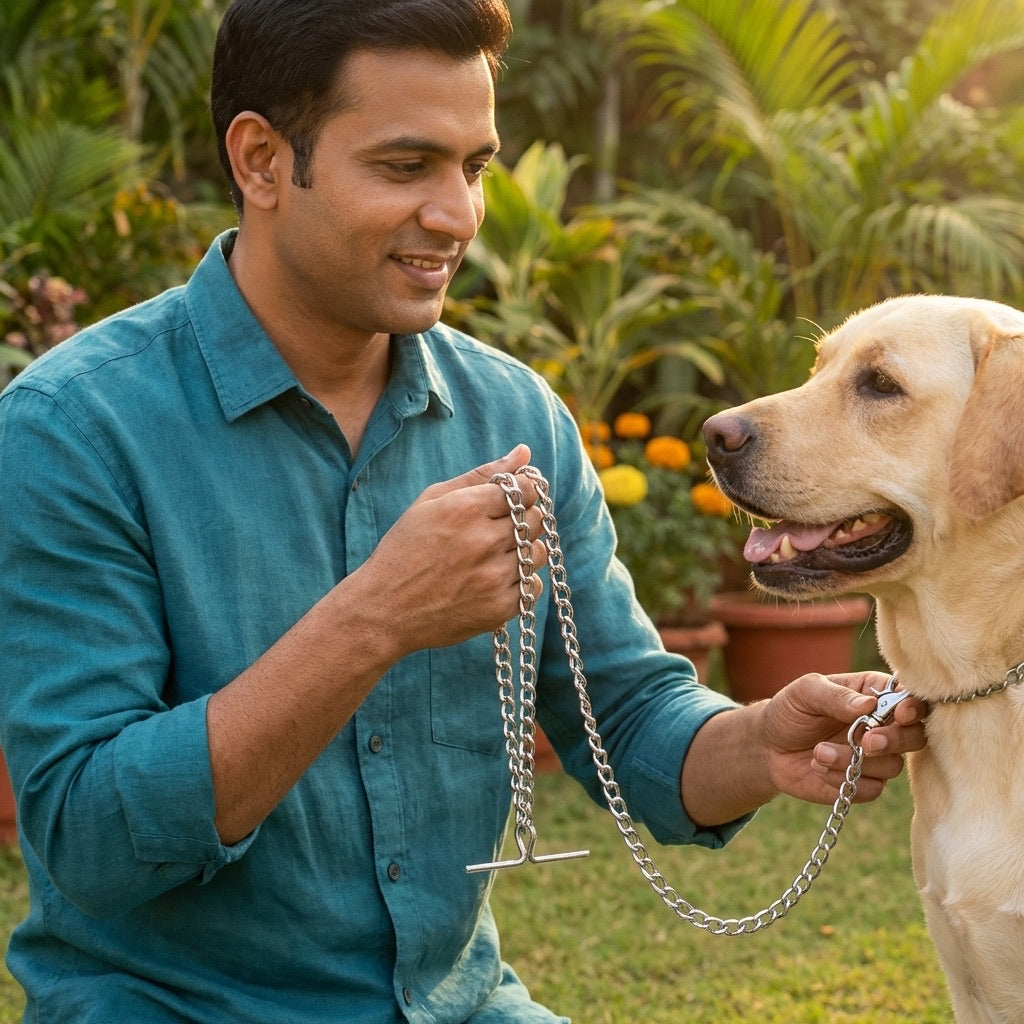 Normal Steel Dog Chain Collar | Classic Slip Training Link Chain Durable | For Medium & Large Dogs
