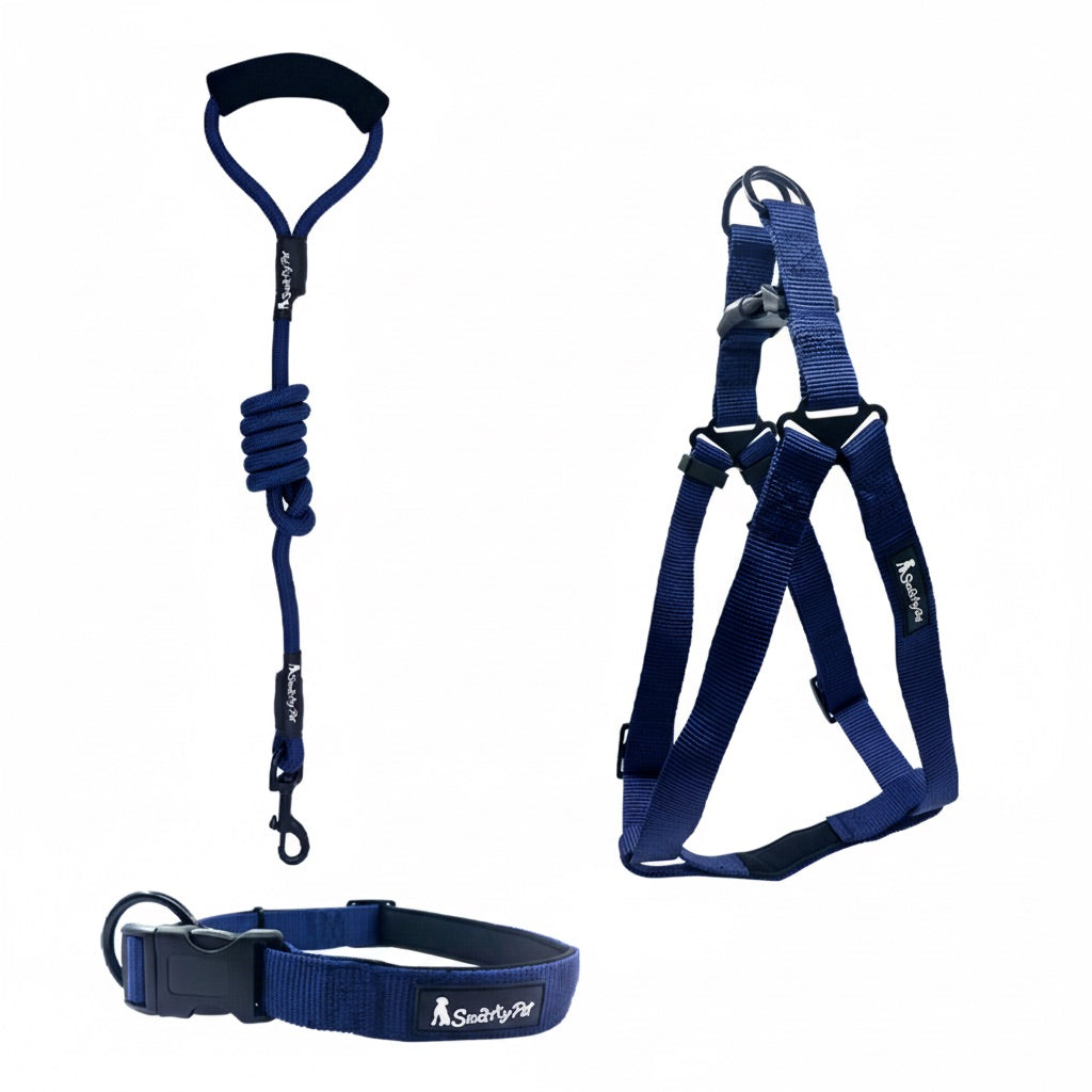 Braided Rope Dog Collar & Harness Set | Soft Nylon No-Pull Durable Combo | For All Breed Dogs