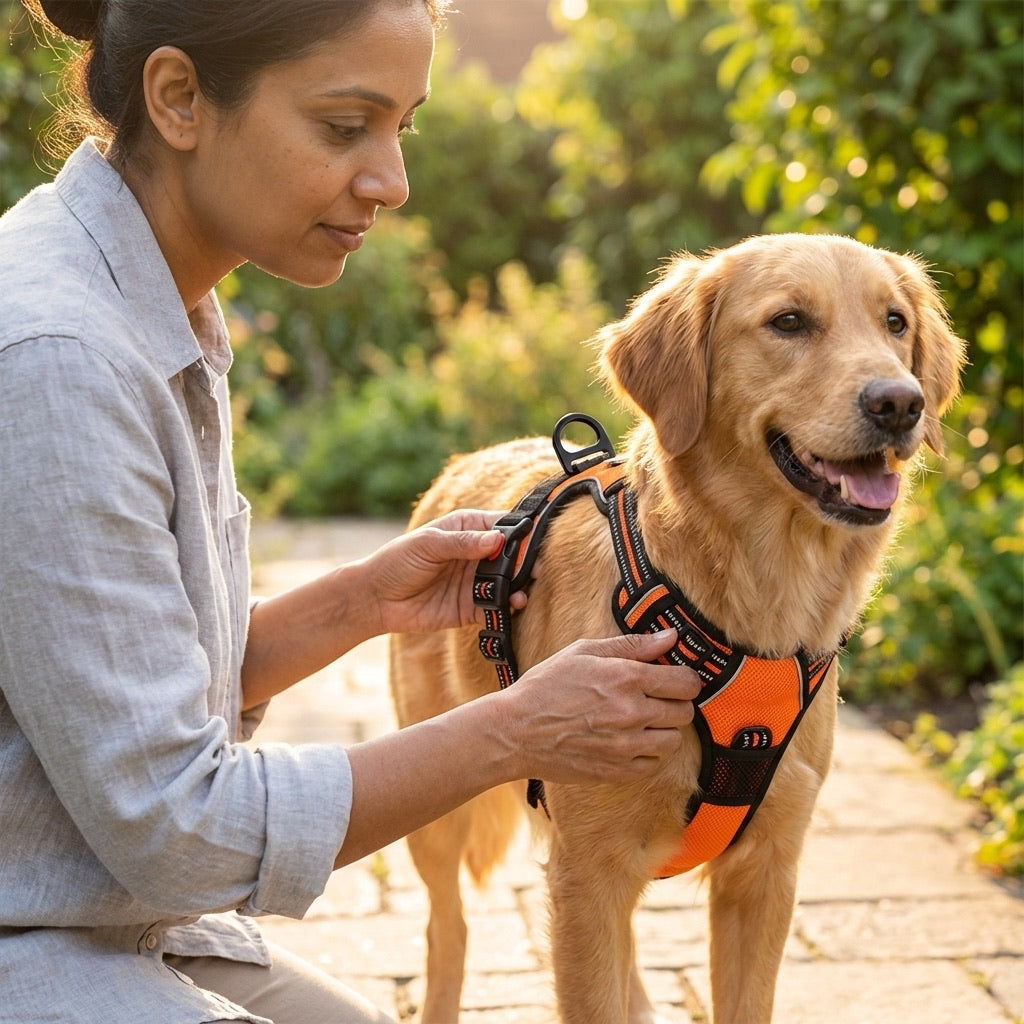 Double Ring Dog Chest Harness | Dual-Clip Adjustable No-Pull Walking Harness | For All Breed Dogs