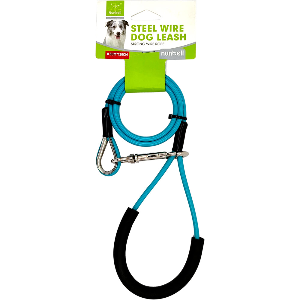 Nunbell Pet Cable Dog Leash | Strong Anti-Chew Coated Steel Wire Lead | For Medium & Large Dogs