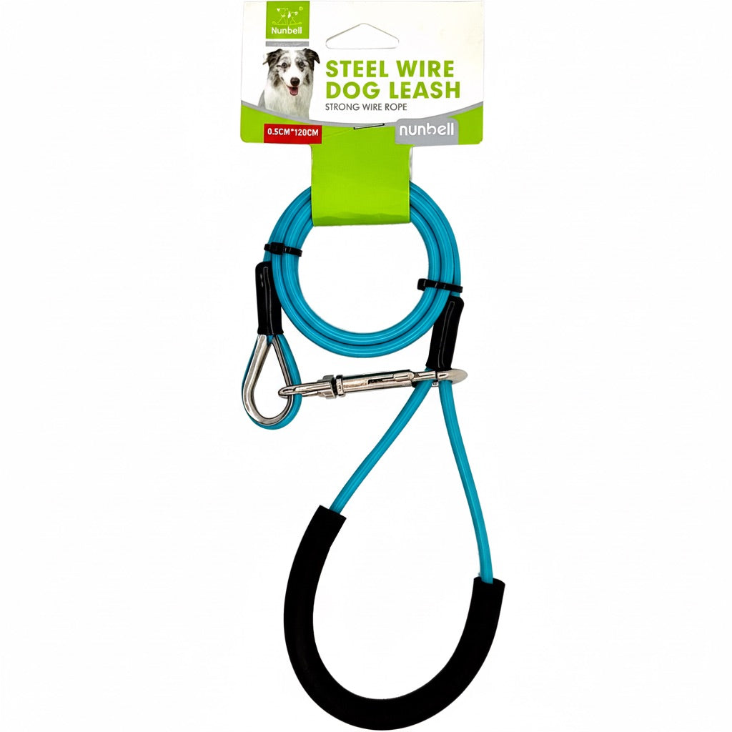Nunbell Pet Cable Dog Leash | Strong Anti-Chew Coated Steel Wire Lead | For Medium & Large Dogs