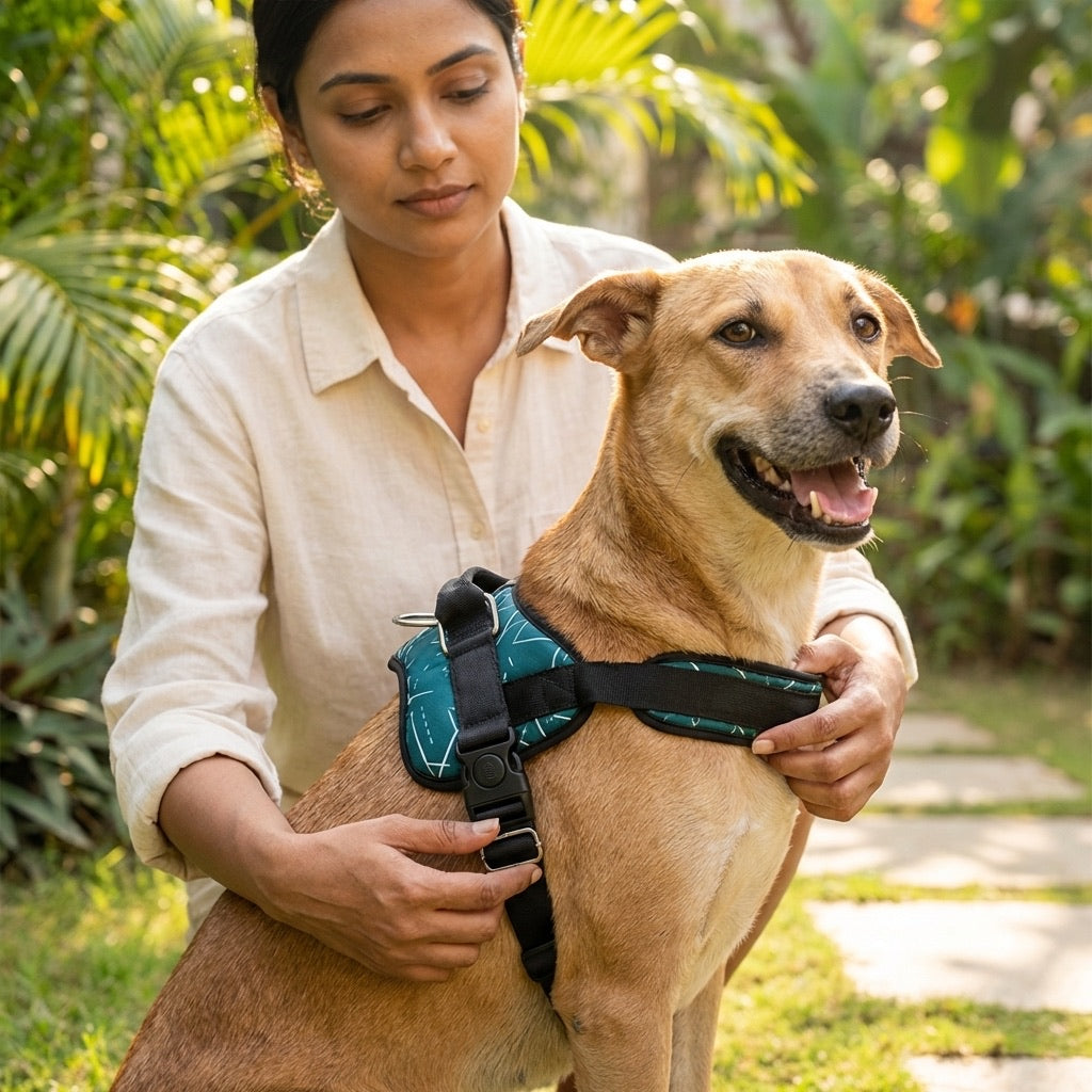 Padded Cloth Dog Harness | Soft Mesh Breathable No-Pull Adjustable Walking Vest | For All Breed Dogs