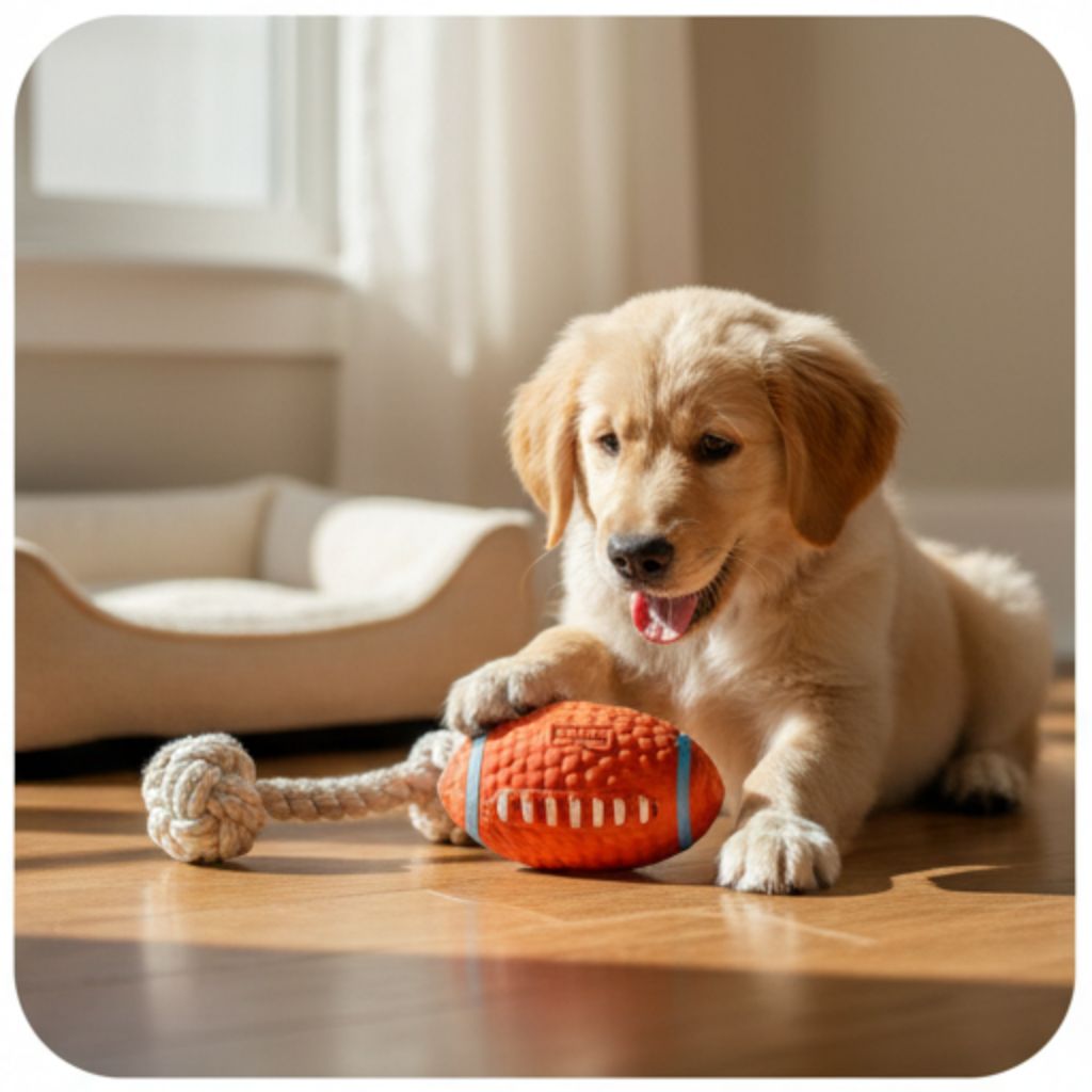 EE Toys Latex Squeaky American Rugby Dog Chew Toy | Durable Bounce Ball | For Small to Medium Dogs