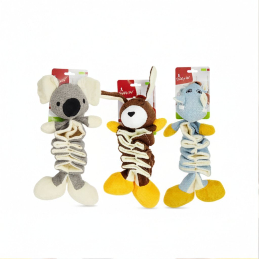 Plush Stuffed Dog & Cat Toy | Soft Squeaky Animal Plush Toy Assorted Designs | For All Pets