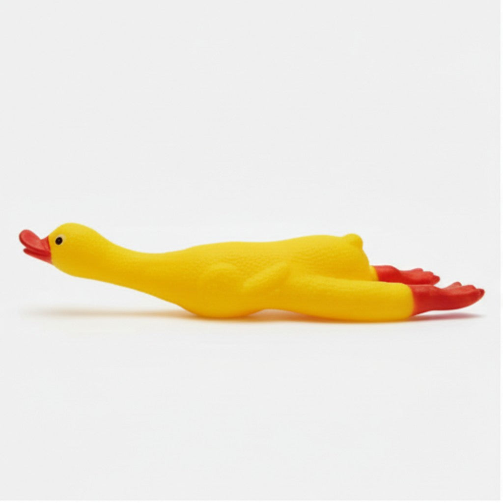 Squeaky Vinyl Duck Dog Toy | Soft Squeaking Rubber Bird Chew Toy | For Small to Medium Dogs