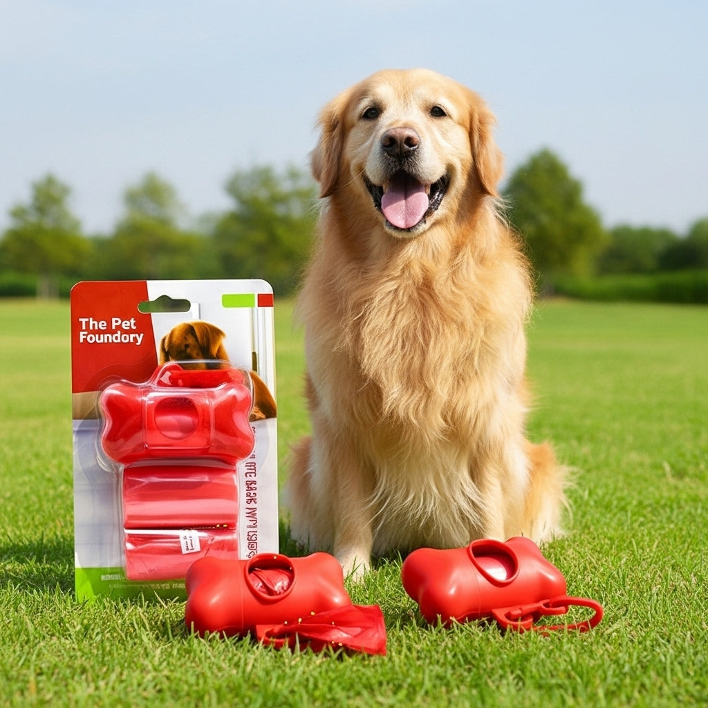 Dog Poop Bags with Dispenser Case | Biodegradable Waste Bags with Leash Clip Holder | For All Dogs