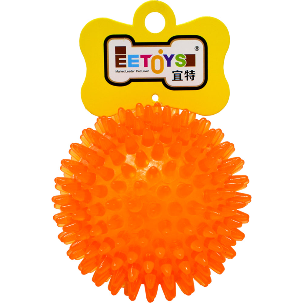 Squeaky Vinyl Spike Ball Dog Toy | Durable Textured Rubber Bounce Ball | For All Breed Dogs