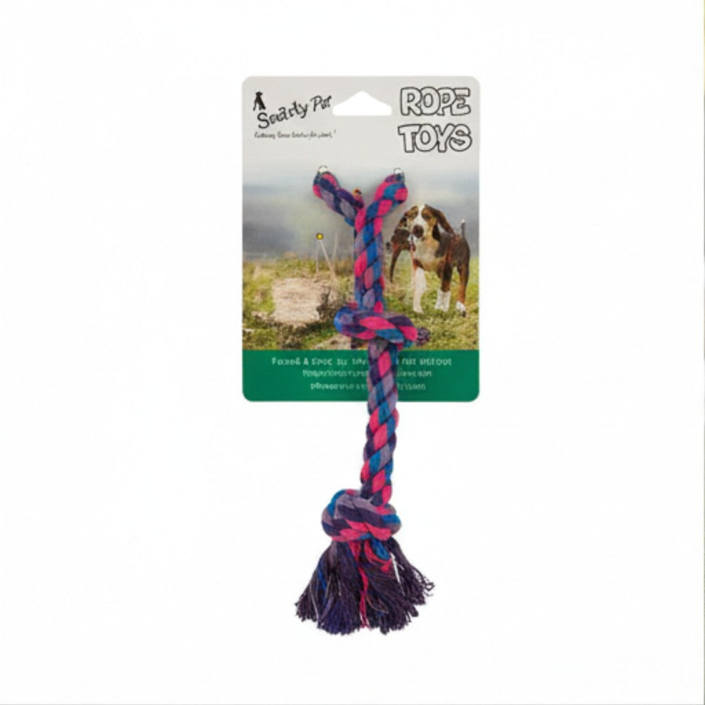 3-Knot Cotton Rope Dog Toy | Durable Braided Tug-of-War Chew Rope | For All Breed Dogs
