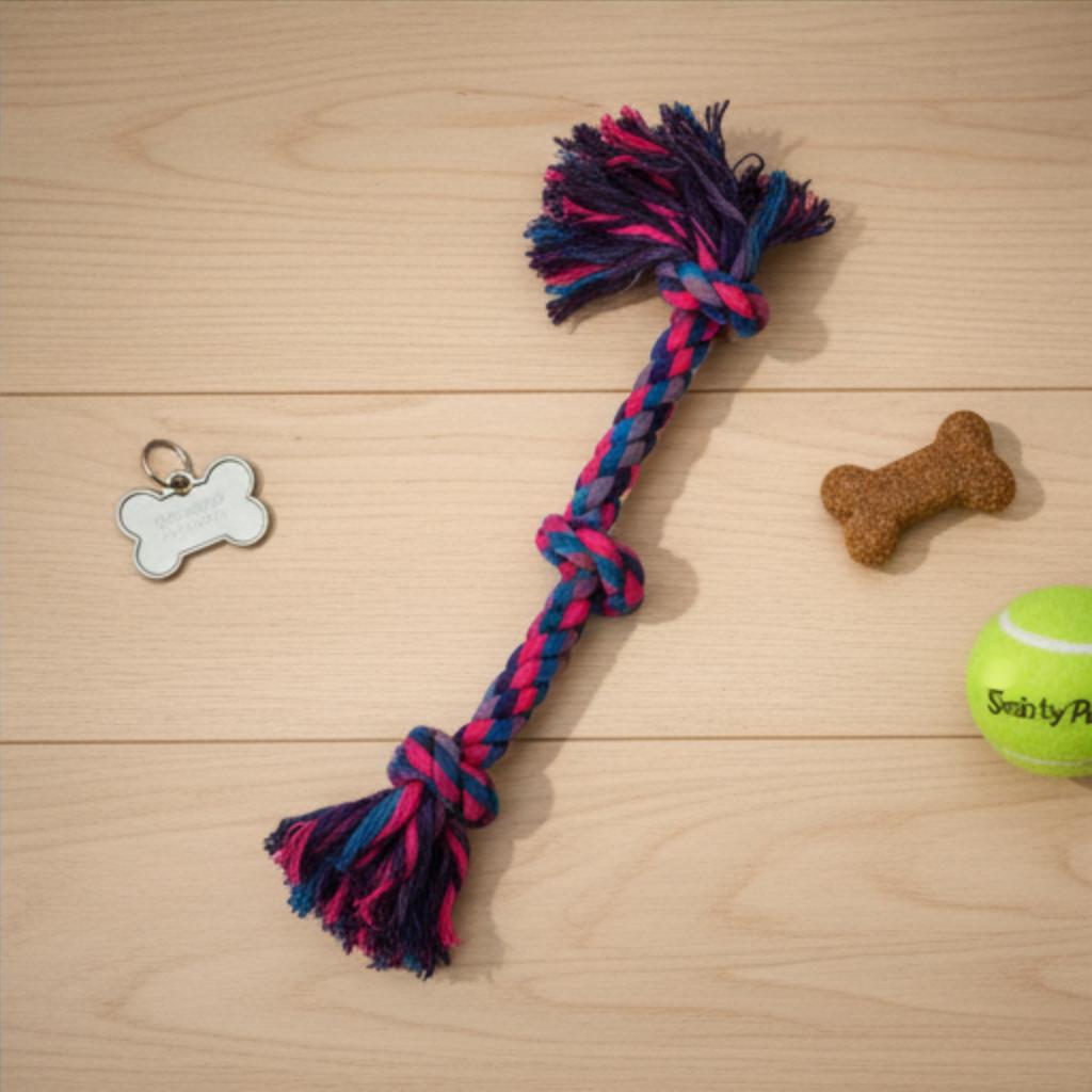 3-Knot Cotton Rope Dog Toy | Durable Braided Tug-of-War Chew Rope | For All Breed Dogs