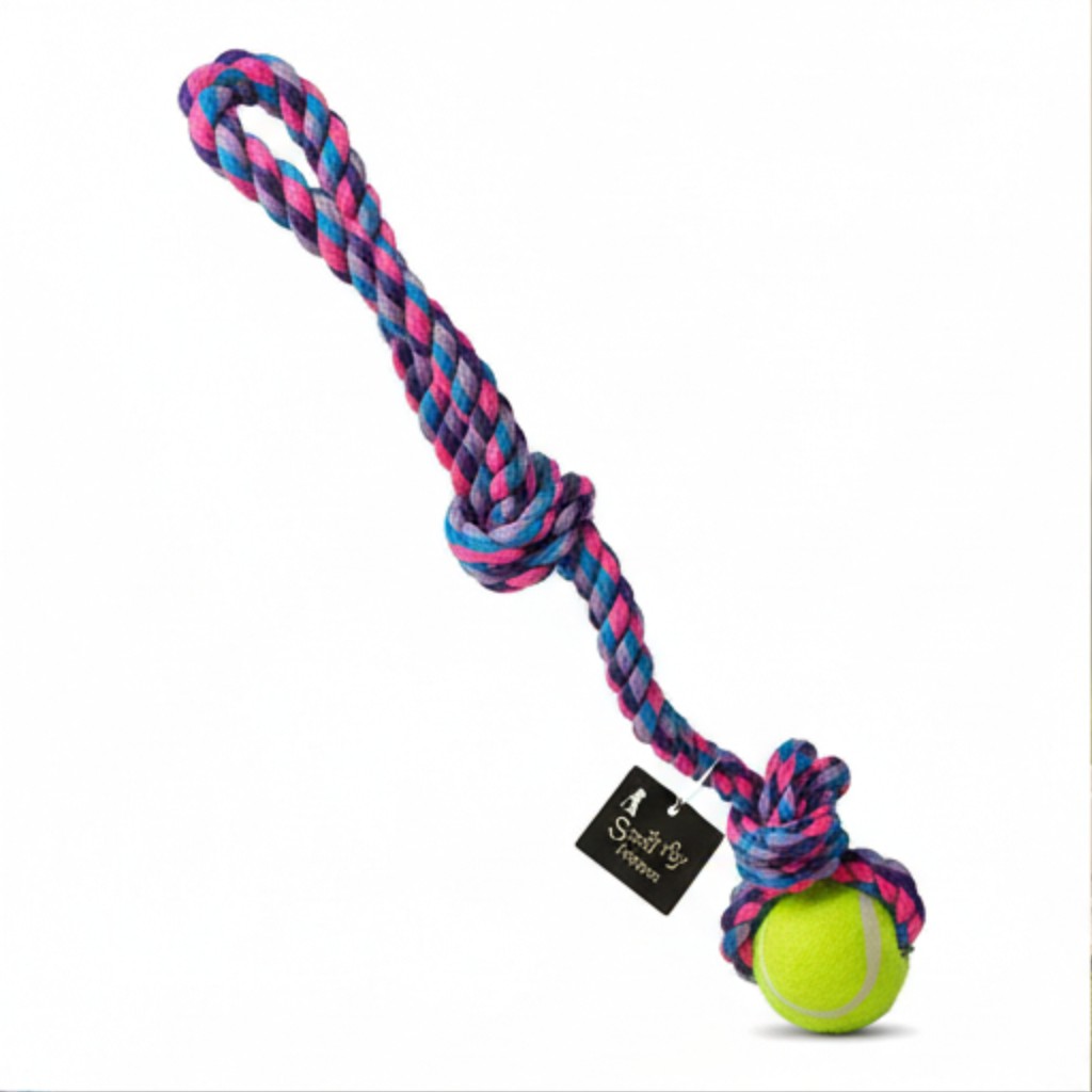 2-Knot 2-String Cotton Rope Dog Toy | Braided Interactive Tug-of-War Chew | For All Breed Dogs