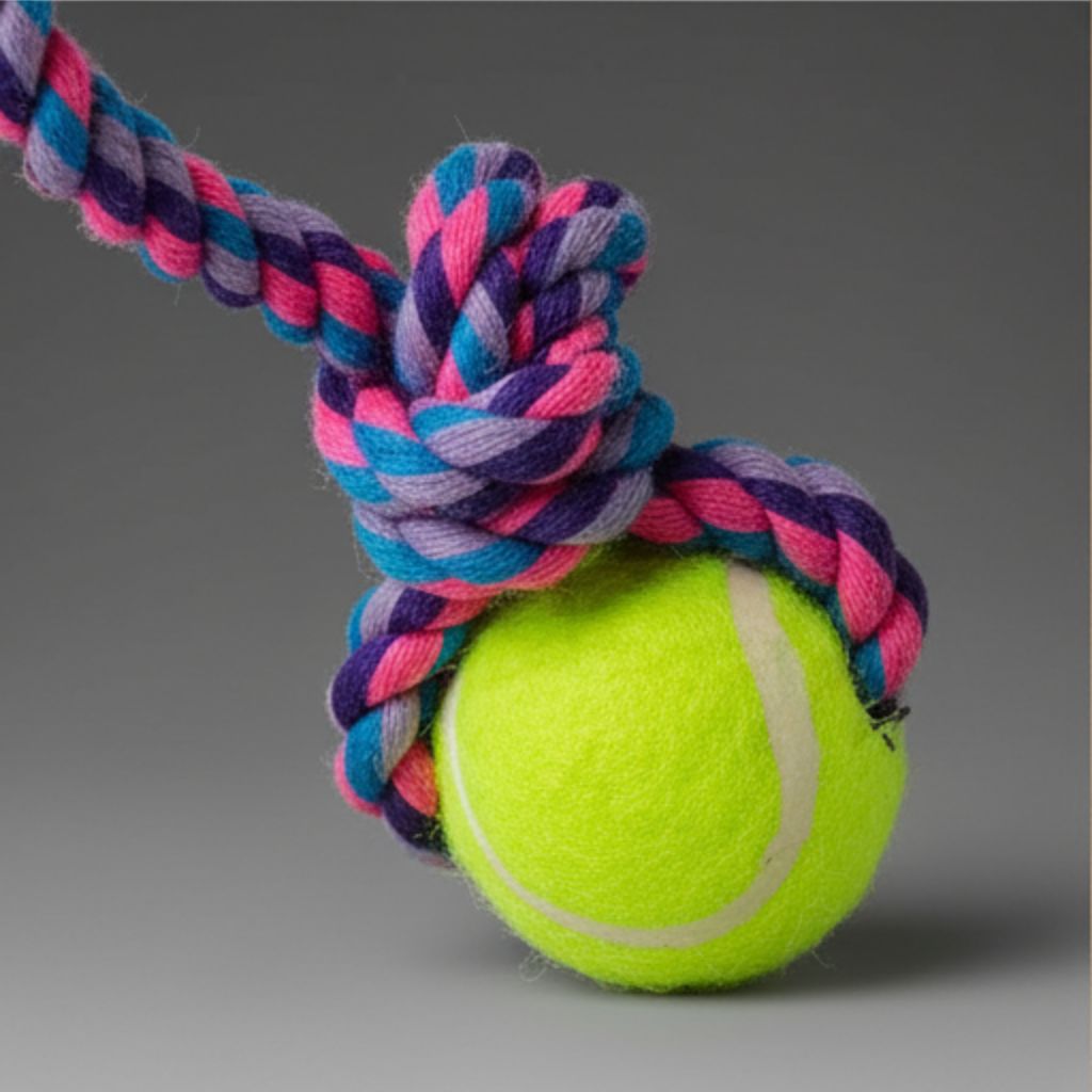 2-Knot 2-String Cotton Rope Dog Toy | Braided Interactive Tug-of-War Chew | For All Breed Dogs