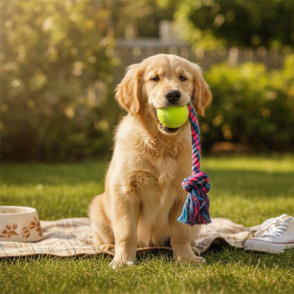 2-Knot 2-String Cotton Rope Dog Toy | Braided Interactive Tug-of-War Chew | For All Breed Dogs