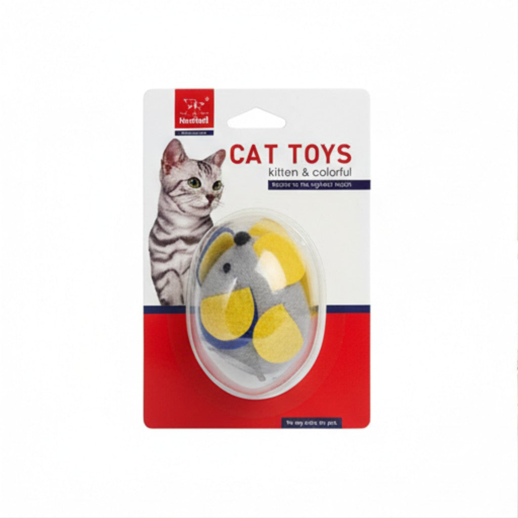 Nunbell Pull-String Mouse Cat Toy | Interactive Feather Wand String Kitten Toy | For Cats & Kittens