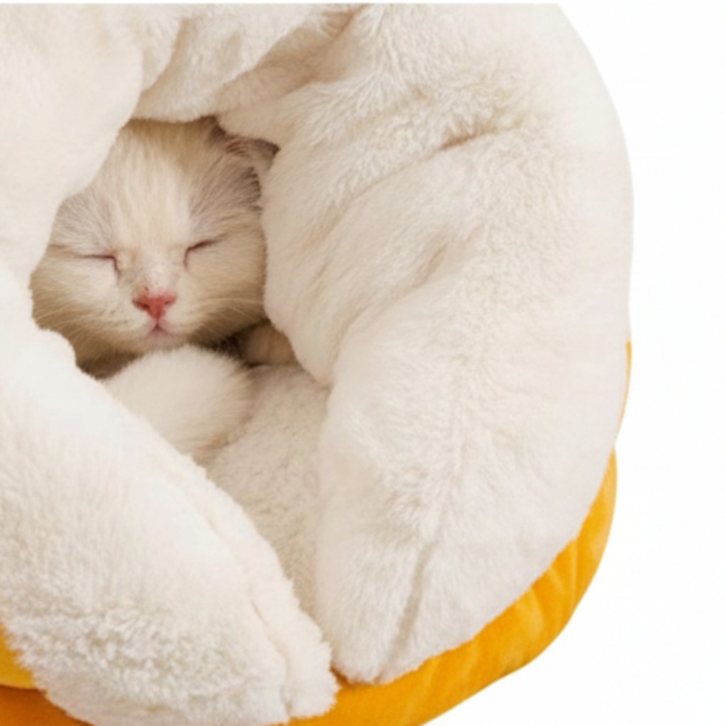 Plush Cat Sleeping Bed | Warm Enclosed Cosy Washable Cave Bed | For Cats & Small Dogs