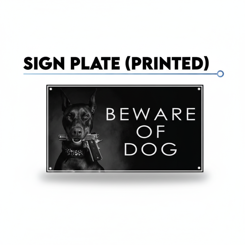 Printed Dog Sign Plate | Colourful Personalised Pet ID Door & Gate Sign | Durable Plastic