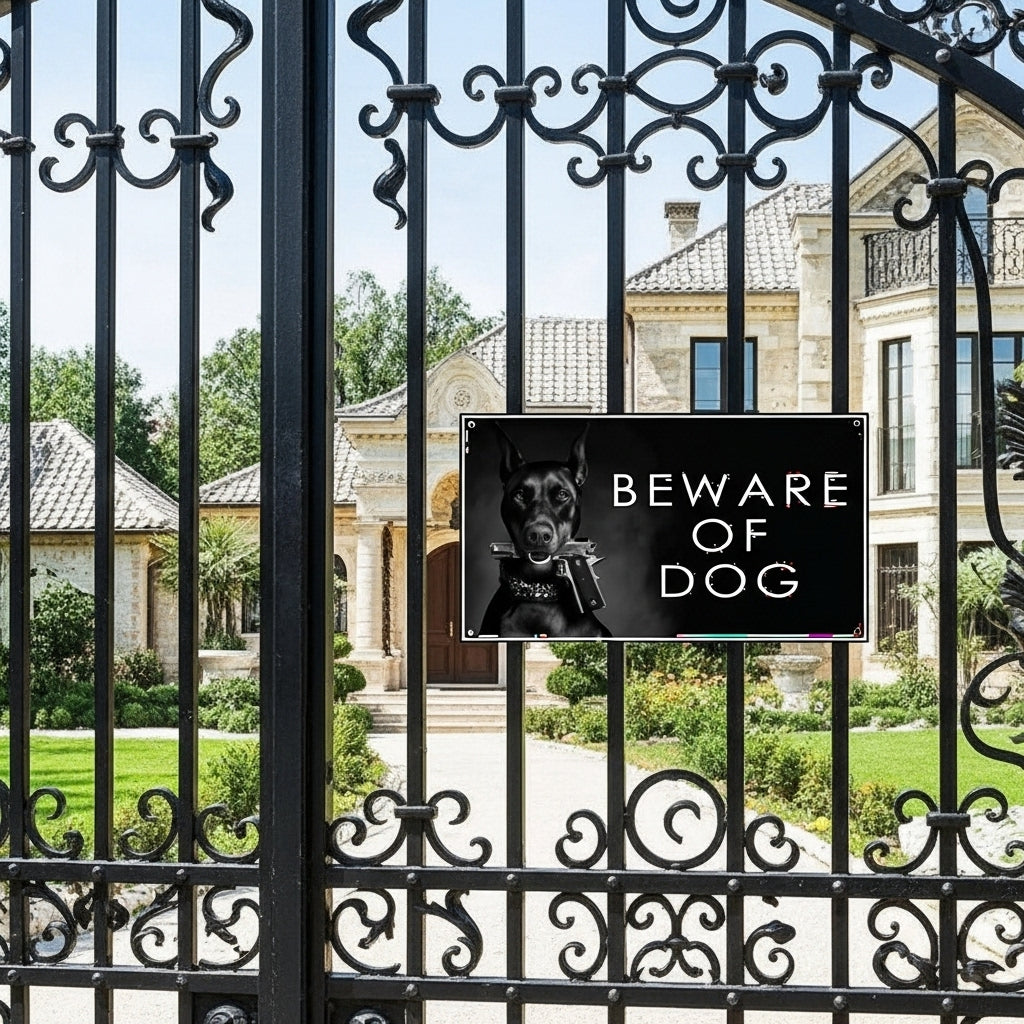 Printed Dog Sign Plate | Colourful Personalised Pet ID Door & Gate Sign | Durable Plastic