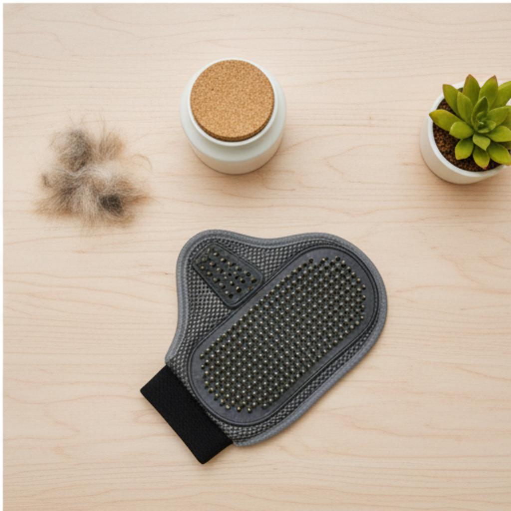 Nunbell Premium Pin Grooming Glove | Anti-Static Deshedding Massage Rubber Mitt | For Dogs & Cats | All Coat Types
