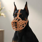 Plastic Dog Muzzle with Leather Strap | Breathable Anti-Bite Basket Adjustable | For Medium & Large Dogs
