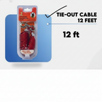 Dog Tie-Out Cable 12ft | Heavy-Duty Rust-Resistant Steel Outdoor Pet Stake Lead | For Medium & Large Dogs