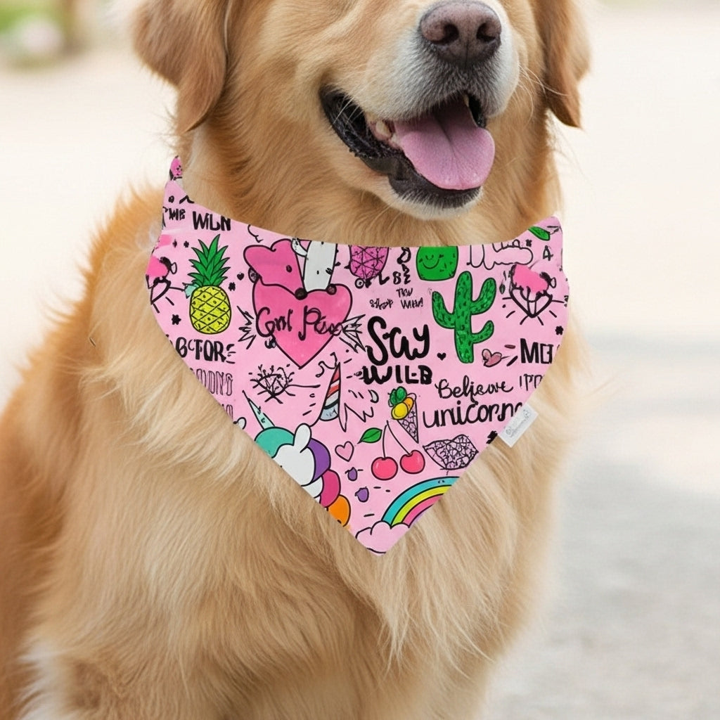 Printed Pet Bandana | Soft Cotton Washable Neck Scarf Multiple Colours | For Dogs & Cats