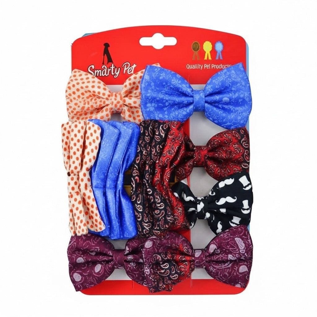Pet Hair Bow Cards | Decorative Grooming Hair Bows 12-Pack Assorted Colours | For Dogs & Cats