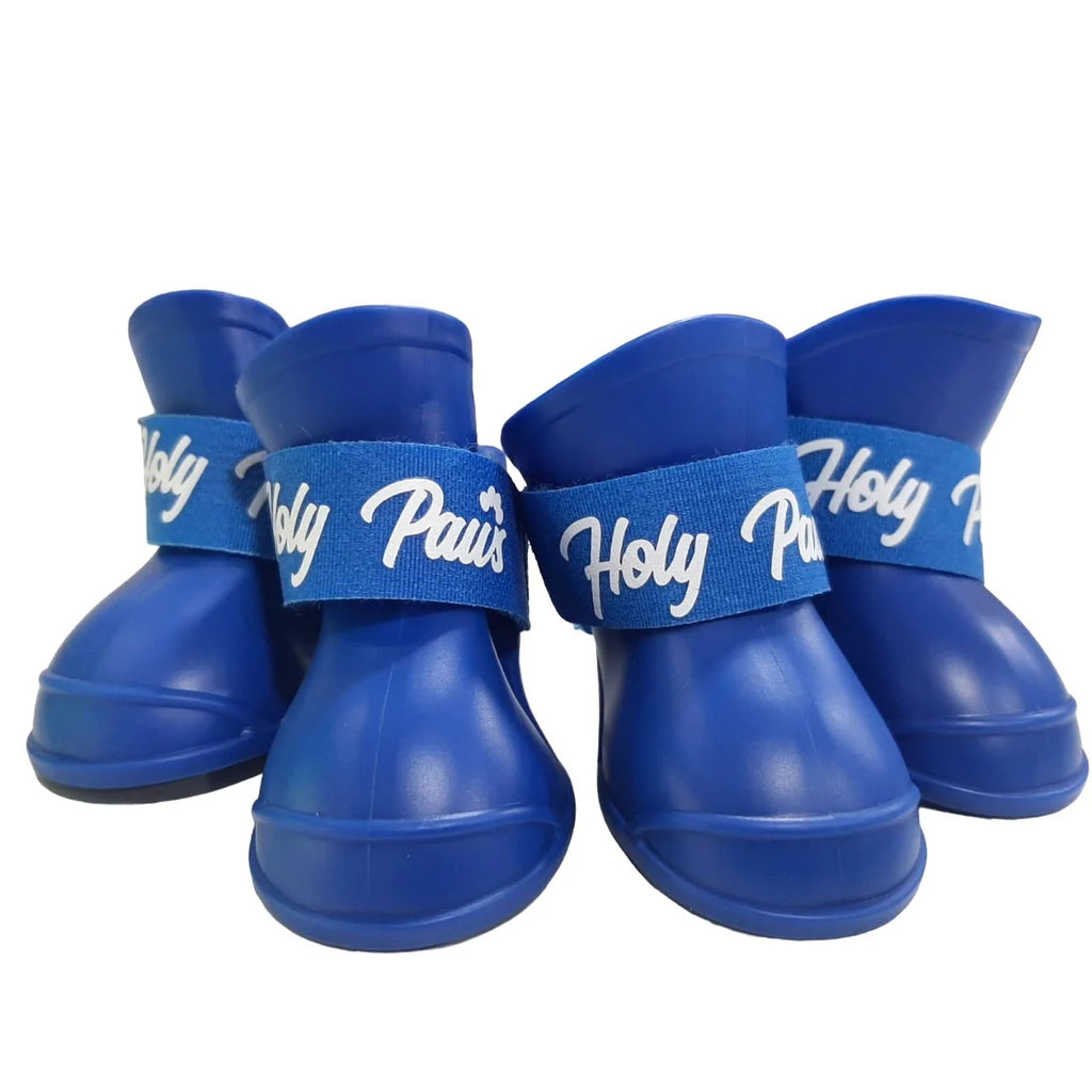 Holy Paws Latex Waterproof Dog Shoes | Non-Slip Rain Boots Paw Protector 4-Piece Set | For Small to Medium Dogs