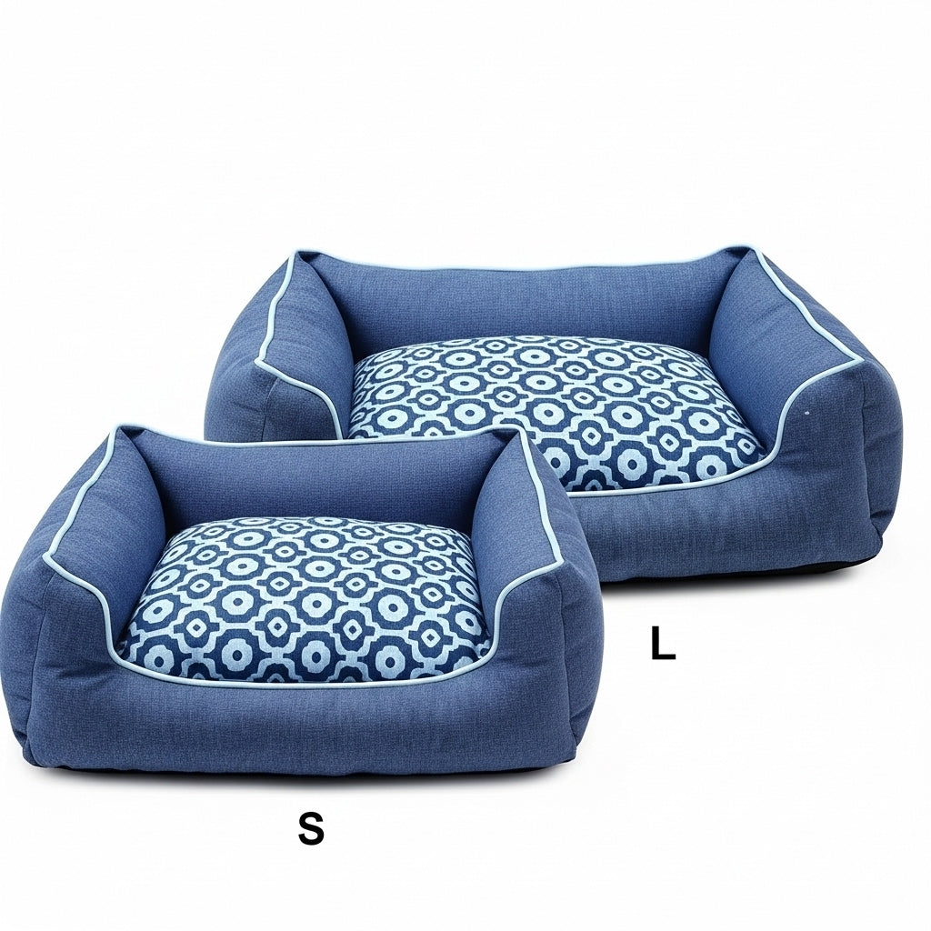 Export Quality Denim Dog & Cat Sofa | Premium Cushioned Elevated Pet Couch Durable | For Small to Medium Pets