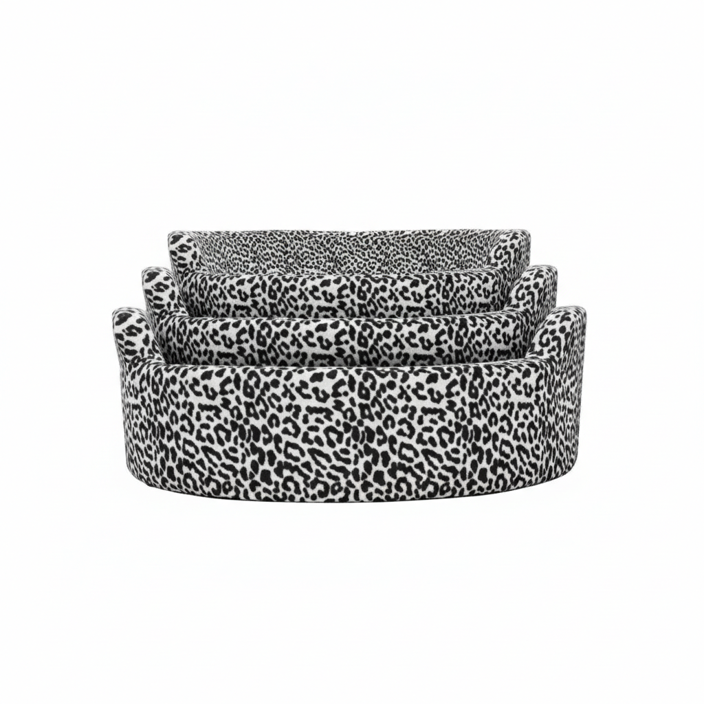 Foam Basket Dog & Cat Bed | Velvet Printed Cushioned Warm Sleeping Basket | For Small Pets