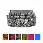 Foam Basket Dog & Cat Bed | Velvet Printed Cushioned Warm Sleeping Basket | For Small Pets