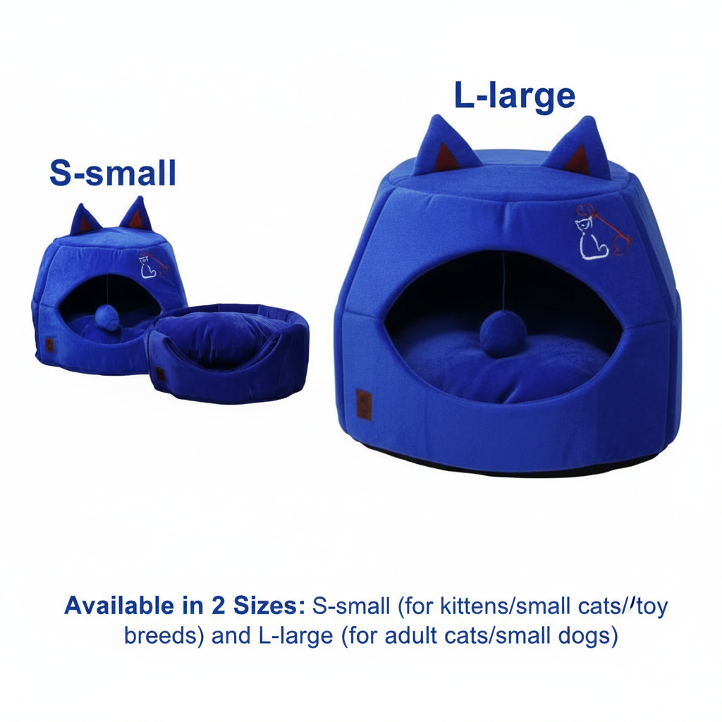 Enclosed Cat House | Cosy Plush Warm Sleeping Pod Hideaway | For Cats & Small Dogs