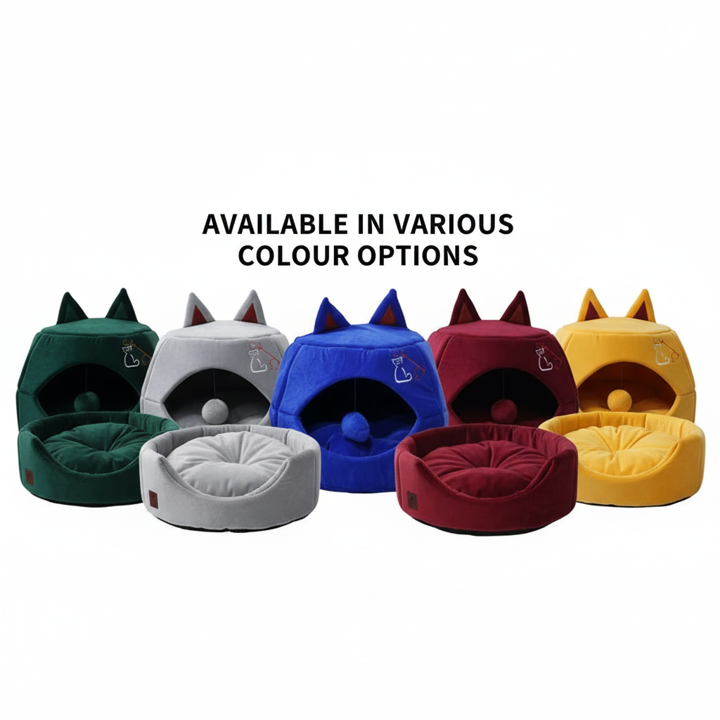 Enclosed Cat House | Cosy Plush Warm Sleeping Pod Hideaway | For Cats & Small Dogs