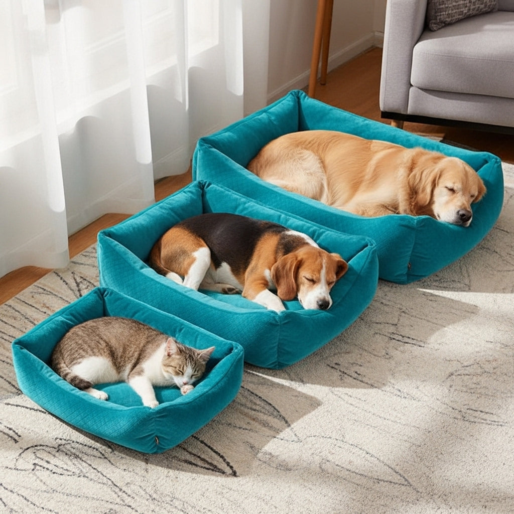 Premium Velvet Dog & Cat Sofa | Luxury Cushioned Plush Elevated Pet Couch | For Small to Medium Pets