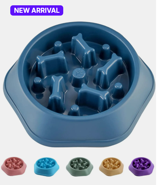 Plastic Slow Feeder Dog Bowl | Anti-Bloat Maze Feeding Dish for Digestive Health | For All Breed Dogs