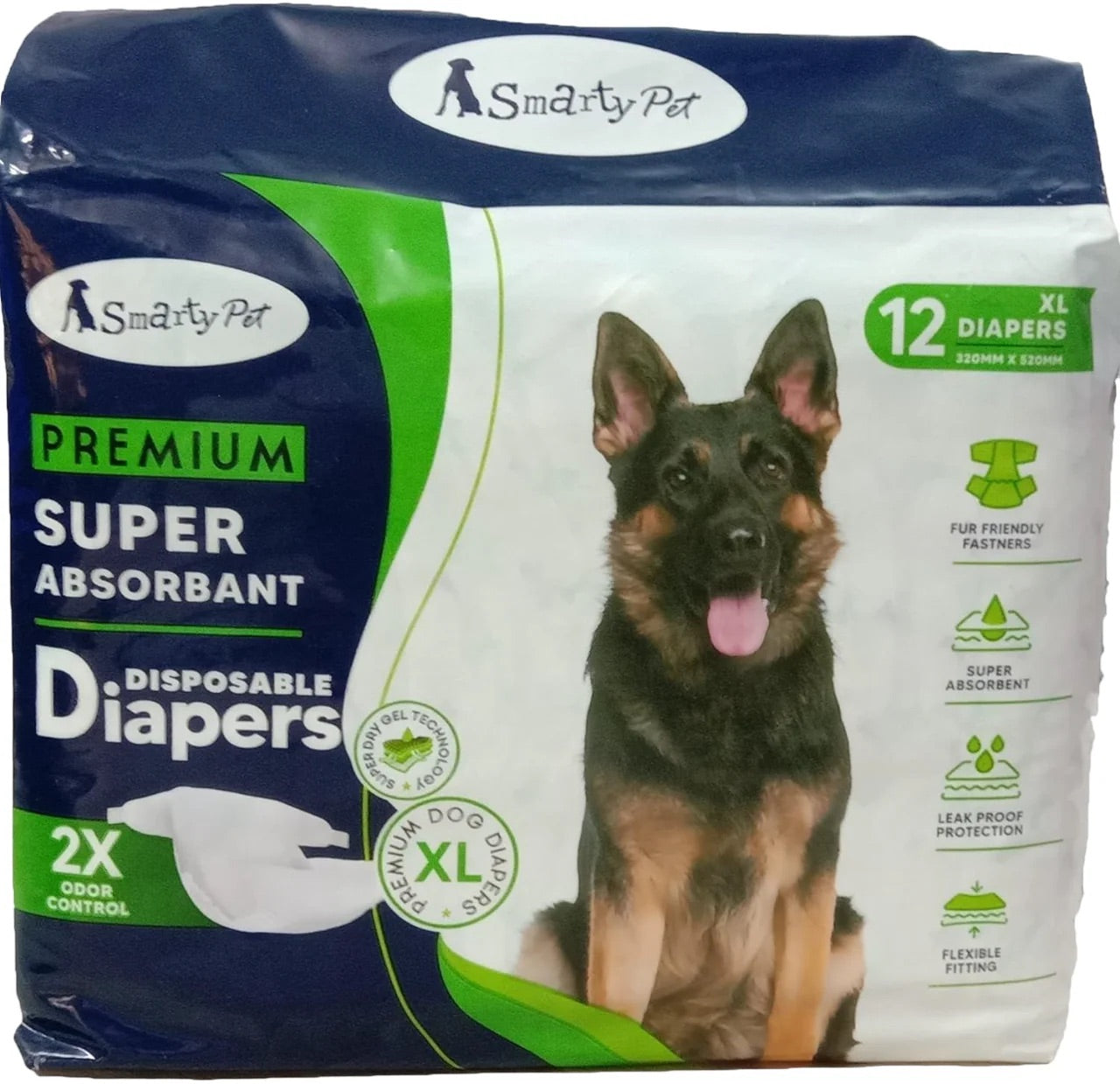 Smartypet Disposable Dog Diapers | Leak-Proof Adjustable Absorbent Belly Band Nappy | For Male & Female Dogs