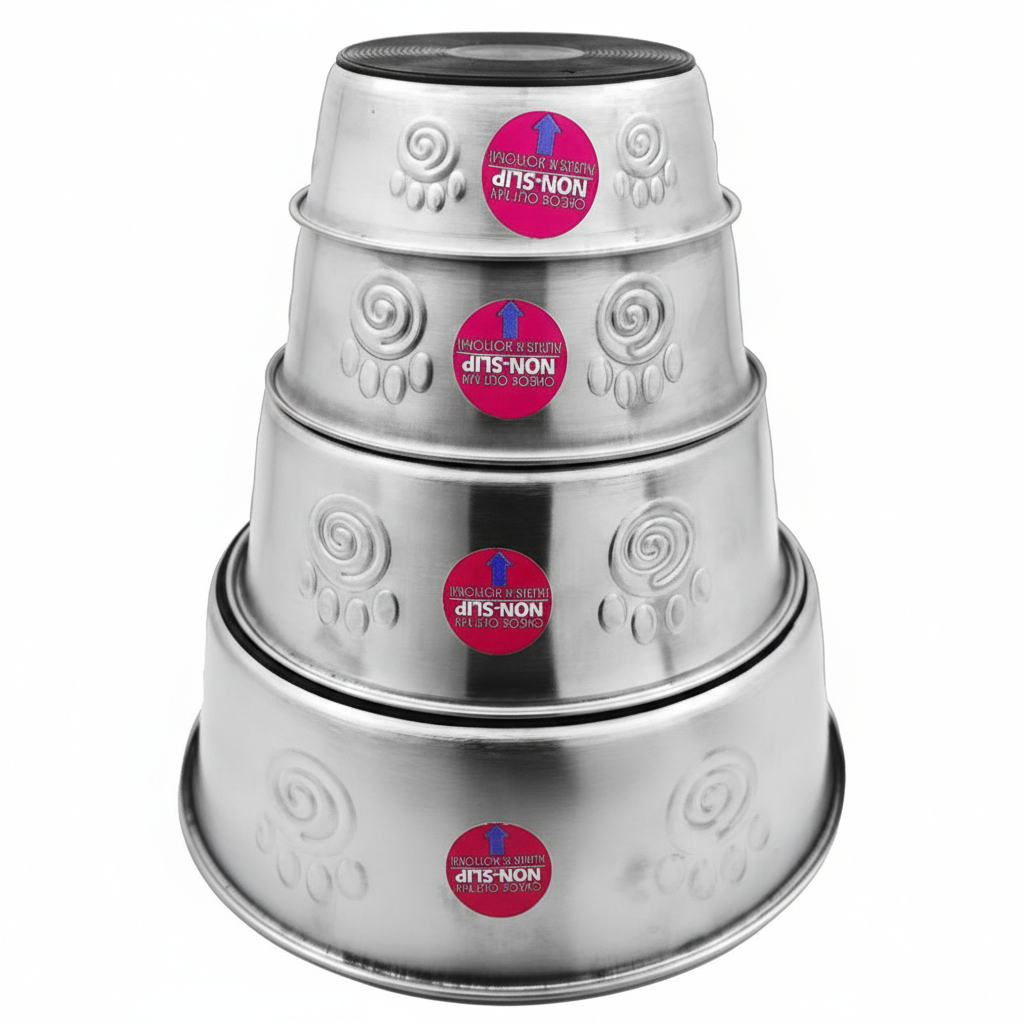 Holy Paws Heavy-Duty Stainless Steel Dog & Cat Food Bowl | Anti-Skid Base Dishwasher Safe | For All Pets