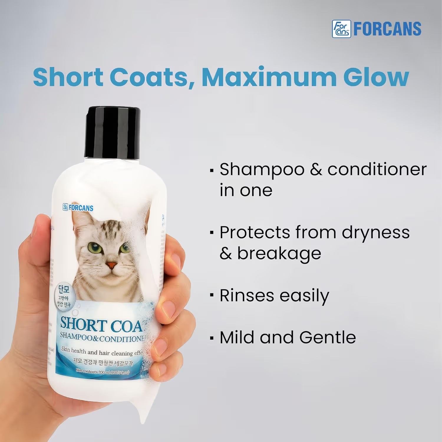 Forcans Long Coat Cat Shampoo & Conditioner | Detangling Moisturising Formula | For Persian & Long Hair Cats