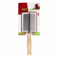 Wooden Handle Double-Sided Dog & Cat Grooming Comb | Fine & Coarse Teeth Detangling | For All Coat Types