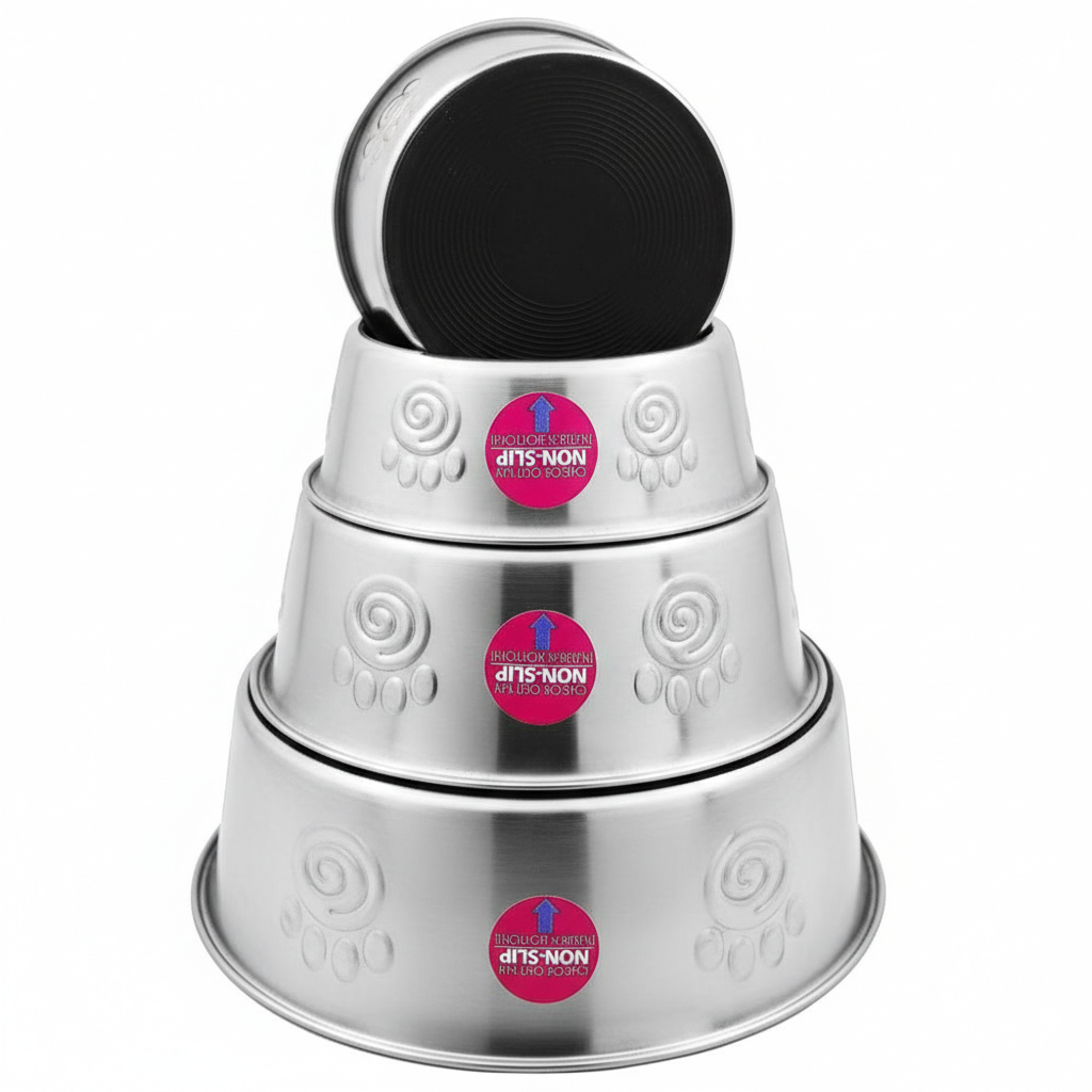 Holy Paws Heavy-Duty Stainless Steel Dog & Cat Food Bowl | Anti-Skid Base Dishwasher Safe | For All Pets