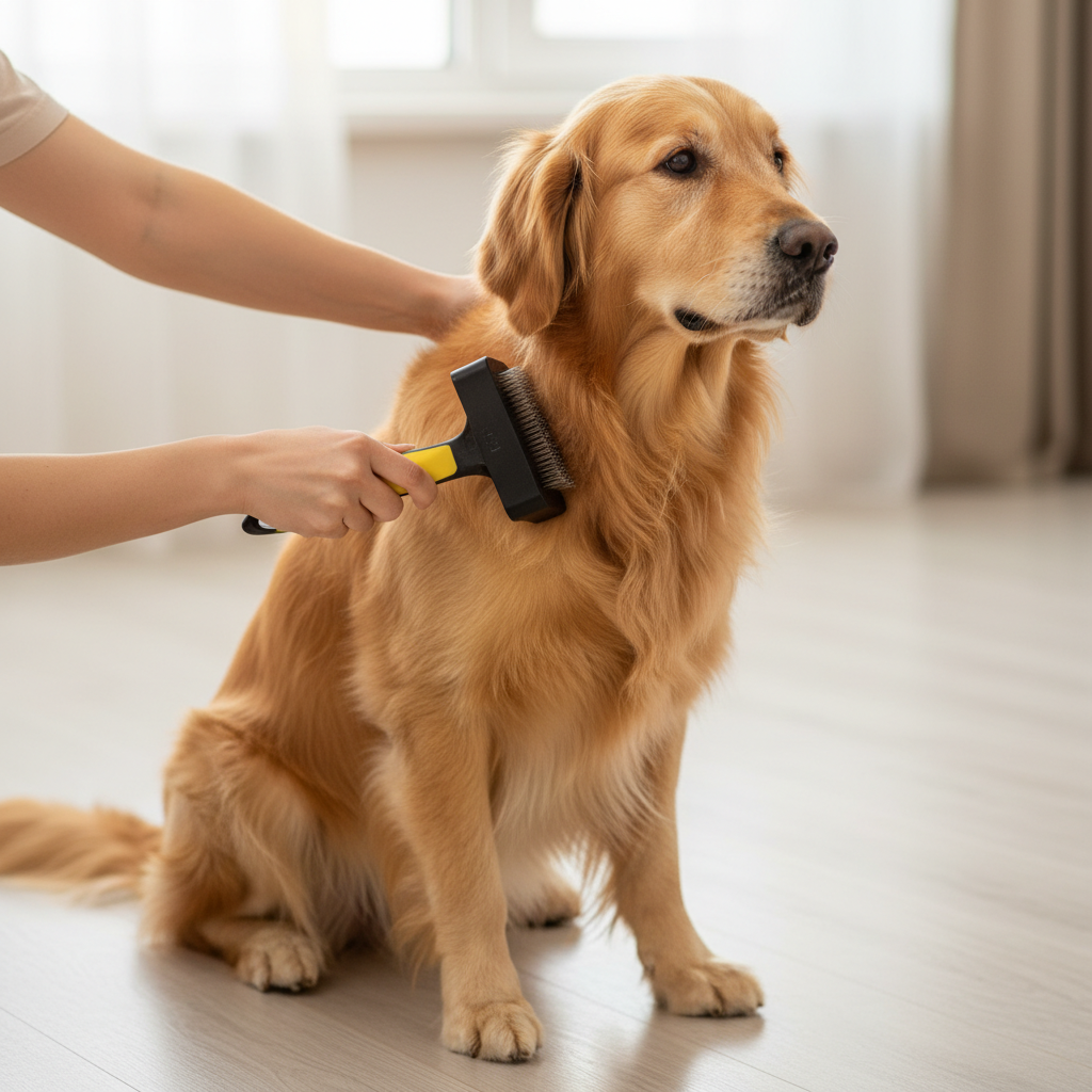Self-Cleaning Slicker Brush | One-Click Hair Removal Dog & Cat Grooming Brush | For All Coat Types