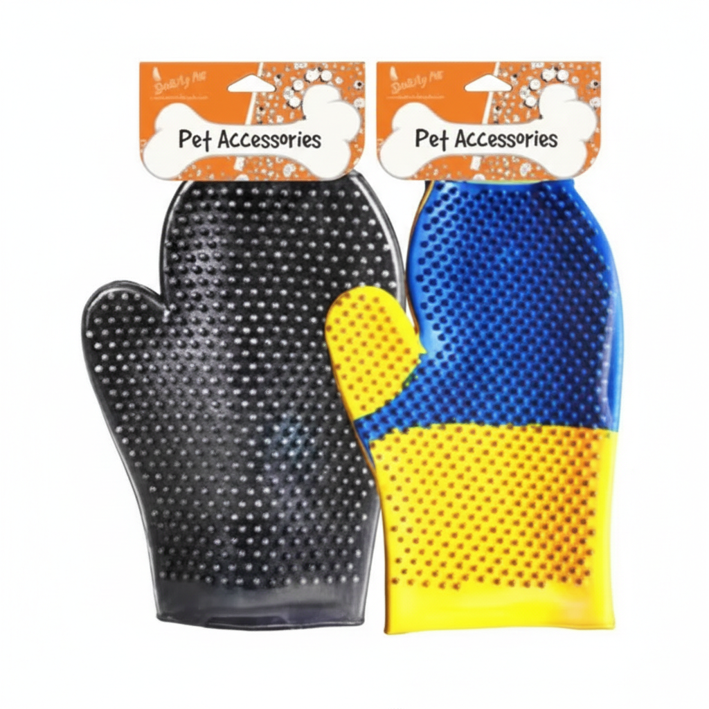 Coloured Rubber Dog & Cat Bath Massage Gloves | Deshedding Lather Scrubbing Mitt Multiple Colours | For All Pets