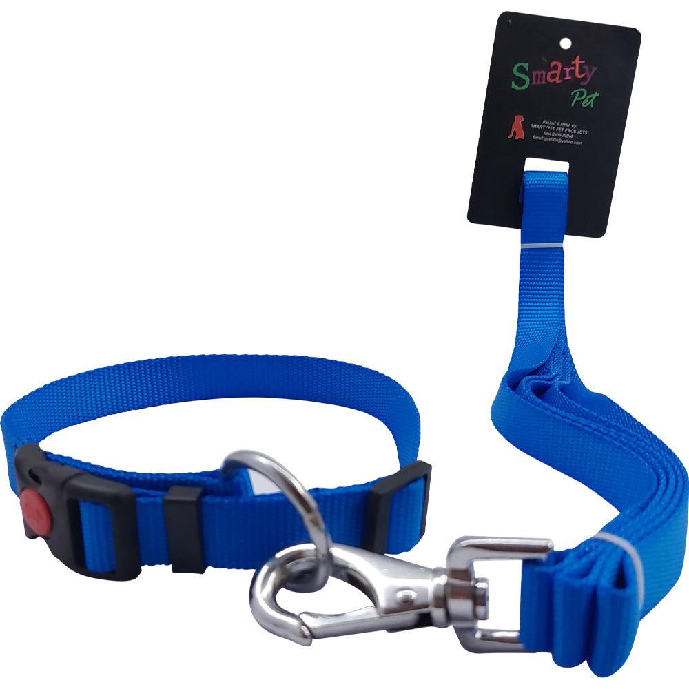 Plain Nylon Dog Leash & Collar Set | Classic Lightweight Adjustable Walking Combo | For All Breed Dogs