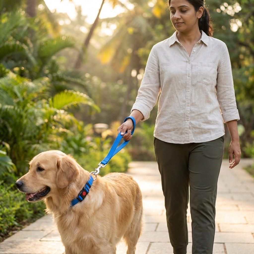 Plain Nylon Dog Leash & Collar Set | Classic Lightweight Adjustable Walking Combo | For All Breed Dogs