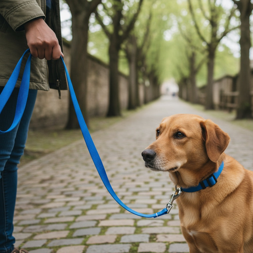 Plain Nylon Dog Leash & Collar Set | Classic Lightweight Adjustable Walking Combo | For All Breed Dogs