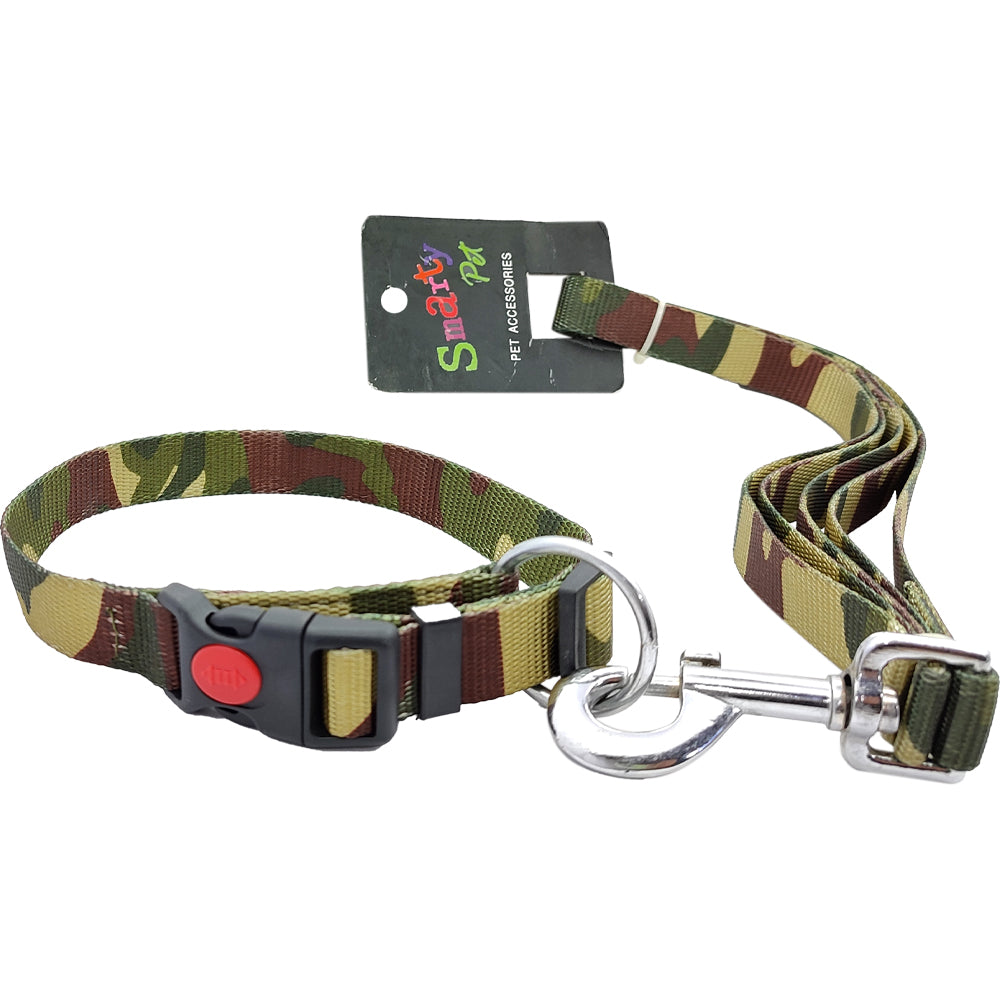 Polyester Printed Dog Leash & Collar Set | Colourful Pattern Adjustable Walking Combo | For All Breed Dogs