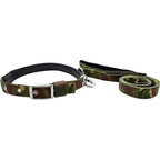 Polyester Printed Padded Dog Leash & Collar Set | Cushioned Colourful Pattern Walking Combo | For All Breed Dogs