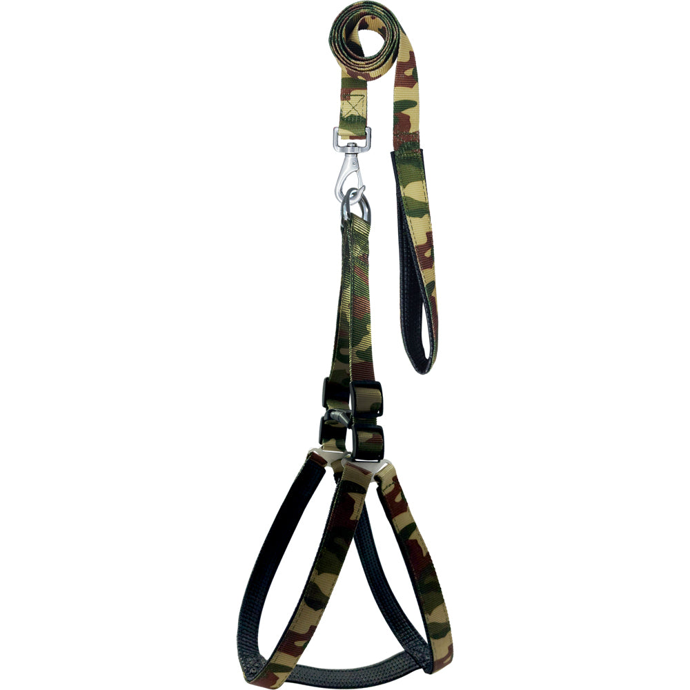 Polyester Printed Padded Dog Leash & Harness Set | Cushioned Colourful No-Pull Walking Combo | For All Breed Dogs