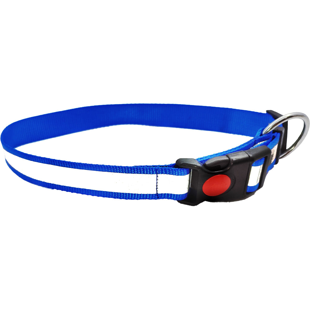 Reflective Safety Dog Collar | High-Visibility Night Walking Adjustable Nylon Neck Strap | For All Breed Dogs