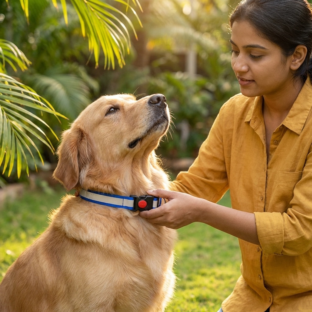 Reflective Safety Dog Collar | High-Visibility Night Walking Adjustable Nylon Neck Strap | For All Breed Dogs